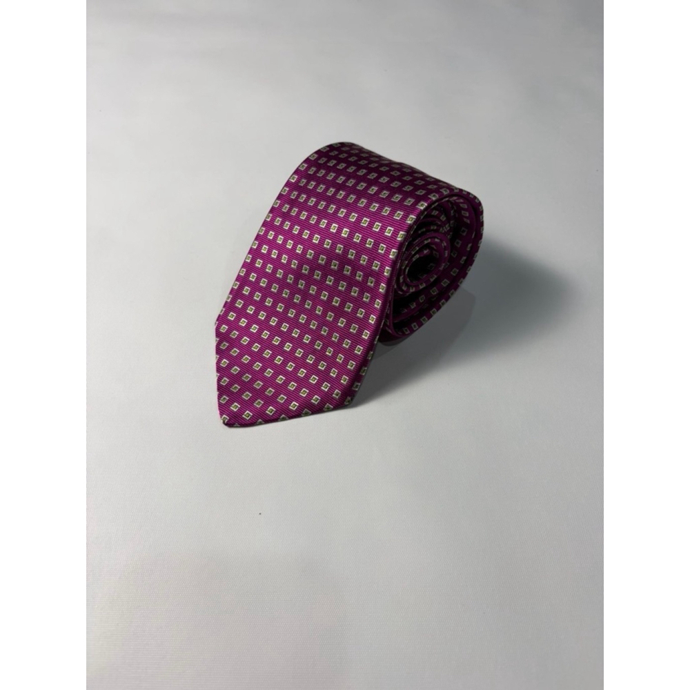 Brooks Brothers Makers Silk Tie Pink Geometric Square Pattern Classic Prep USA
